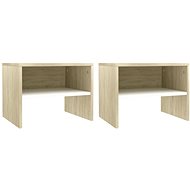 Bedside tables 2 pcs white and sonoma oak 40x30x30 cm chipboard - Night Stand