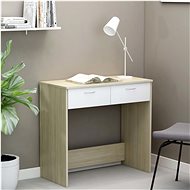 Desk white and sonoma oak 80 x 40 x 75 cm chipboard - Desk