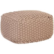 Hand knitted sofa pouf brown 50 x 50 x 30 cm cotton - Pillow Seat