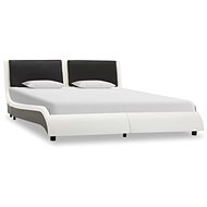 Bed frame black and white faux leather 140 x 200 cm - Bed Frame
