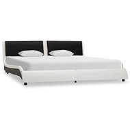 Bed frame black and white faux leather 180 x 200 cm - Bed Frame