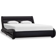 Bed Frame with LED Light Black Faux Leather 140 x 200cm - Bed Frame