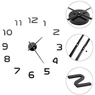 3D Wall Clock with modern design 100 cm XXL black - Wall Clock