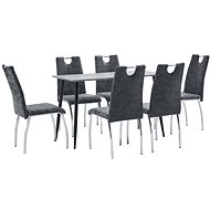 7dílný jídelní set černý umělá kůže - Jídelní set