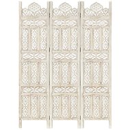 Hand carved 3-piece screen white 120x165 solid mango tree - Room Divider