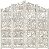 Hand-carved 4-piece screen white 160x165 solid mango tree - Room Divider