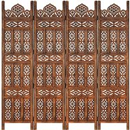 Hand-carved 4-piece screen brown 160x165 solid mango tree - Room Divider