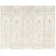 Hand carved 5-piece screen white 200x165 solid mango tree - Room Divider