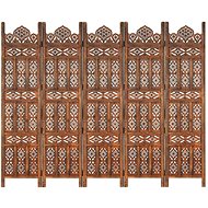 Hand-carved 5-piece screen brown 200x165 massive mango tree - Room Divider