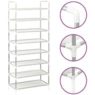 Shoe rack with 8 shelves metal and non-woven fabric silver - Shoe Rack