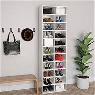 Botník bílý s vysokým leskem 54 x 34 x 183 cm dřevotříska - Shoe Rack