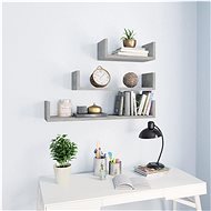 Nástěnné police 3 ks betonová šedá dřevotříska   - Shelf