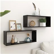 Wall shelves cube 2 pcs black 60x15x23 cm chipboard - Shelf