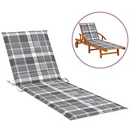 Cushion for garden deckchair grey checkered 200x60x4 cm textile - Pillow Seat