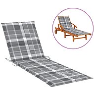 Cushion for garden deckchair grey checkered 200x50x4 cm textile - Pillow Seat