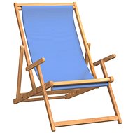 SHUMEE Lehátko plážové, teak, modré 317697 - Plážové lehátko