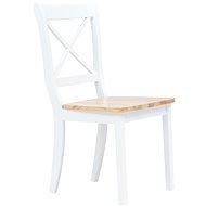 Jedálenské stoličky 2 ks biele a svetlé drevo masívny kaučukovník - Jedálenská stolička