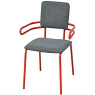 Jídelní židle 4 ks červené a šedé textil - Jídelní židle