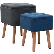 Stoličky s úložným prostorem 2 ks modré a tmavě šedé textil - Stolička