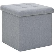 Skládací úložná stolička světle šedá umělý len - Stool