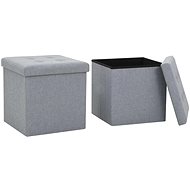 Skládací úložné stoličky 2 ks světle šedé umělý len - Stool