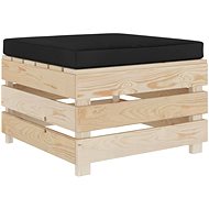 Garden Stool from Pallets with Black Cushion, Wood 3051732 - Ottoman