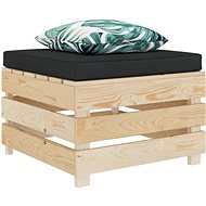 Garden Stool from Pallets with Black Cushion, Wood 3051847 - Ottoman