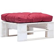 Garden Stool from Pallets with Red Cushion White Wood 277376 - Ottoman