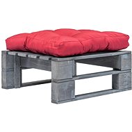 Garden Stool from Pallets with Red Cushion, Grey Wood 275283 - Ottoman