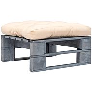 Garden Stool from Pallets with Sandy Cushion Grey Wood 275281 - Ottoman
