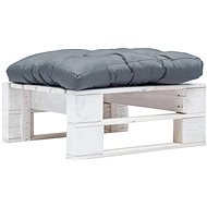 Garden Stool from Pallets with a Grey Cushion, White Wood 277375 - Ottoman