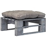 Garden Stool from Pallets with a Grey Cushion, Grey Wood 275282 - Ottoman