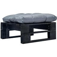 Garden Stool from Pallets with a Grey Cushion Black Wood 277408 - Ottoman