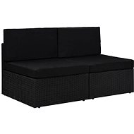 Partial Sofa 2-seater Polyrattan Black 49503 - Garden Sofa