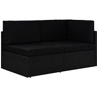 Partial Sofa 2-seater Polyrattan Black 49504 - Garden Sofa