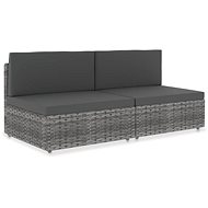 Partial Sofa 2-seater Polyrattan Grey 49523 - Garden Sofa