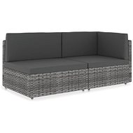 Partial sofa 2-seater polyratan gray 49524 - Garden Sofa