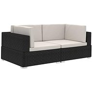 Partial Corner Armchairs 2 pcs with Cushions Polyrattan Black 47260 - Garden Armchair