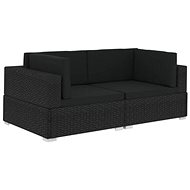 Partial Corner Armchairs 2 pcs with Cushions Polyrattan Black 47263 - Garden Armchair