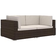 Partial Corner Armchairs 2 pcs with Cushions Polyrattan Brown 47261 - Garden Armchair