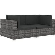 Partial Corner Armchairs with Cushions 2 pcs Polyrattan Grey 47262 - Garden Armchair