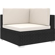 Partial corner armchair 1 pc with cushions polyratan black 46798 - Garden Armchair