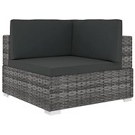 Partial corner armchair 1 pc with polyratan gray cushions 46799 - Garden Armchair
