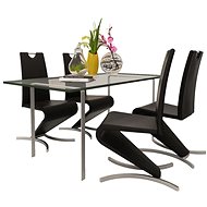 Dining Chair 4 pcs Black Faux Leather - Dining Chair