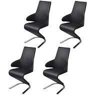 Dining Chair 4 pcs Black Faux Leather - Dining Chair