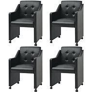 Dining Chair 4 pcs Black Faux Leather - Dining Chair
