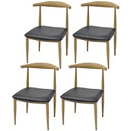 Dining chair 4 pcs black faux leather - Dining Chair