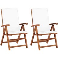 Positioning Garden Chairs with Cushions 2 pcs Solid Teak Cream - Garden Chair