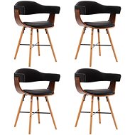 Dining Chairs 4 pcs Black Faux Leather and Bent Wood - Dining Chair
