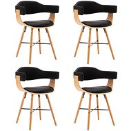 Dining Chairs 4 pcs Black Faux Leather and Bentwood - Dining Chair
